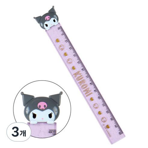아오이마켓 산리오 쿠로미 마스코트 슬림 자 15cm, 혼합색상, 3개
