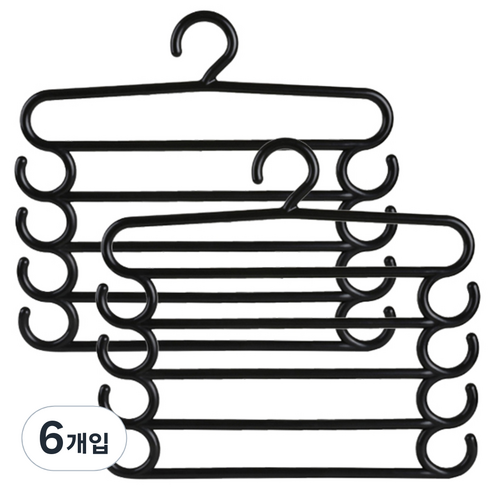 마켓감성 다기능 바지걸이, 블랙, 6개