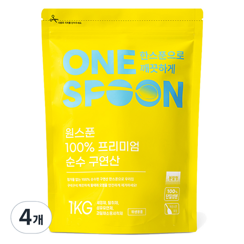 원스푼 프리미엄 순수 구연산, 1kg, 4개
