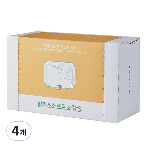 더페이스샵 데일리뷰티툴즈 실키 앤 소프트 화장솜, 80개입, 4개
