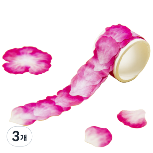 푸트로랩 콜라주 꽃잎 쌓인 테이프 30 x 30 mm 80p, 딥핑크, 3개