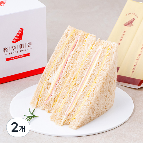 홍루이젠 호밀빵 햄 치즈 샌드위치, 296g, 2개