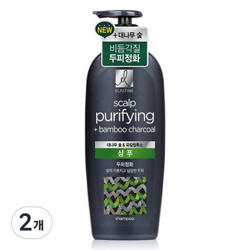 엘라스틴 대나무 숯 두피정화 샴푸, 680ml, 2개