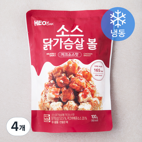 허닭 소스 닭가슴살볼 저크소스맛 (냉동), 100g, 4개