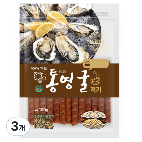 강아지 통영져키 소프트 간식, 3개, 100g, 굴맛