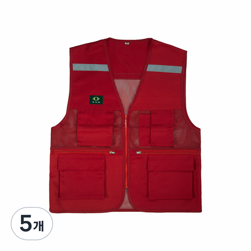 다원 T/C 망사 안전조끼 빨강, 5개