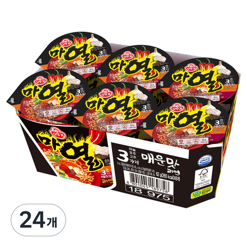 오뚜기 마열라면 컵 62g, 24개