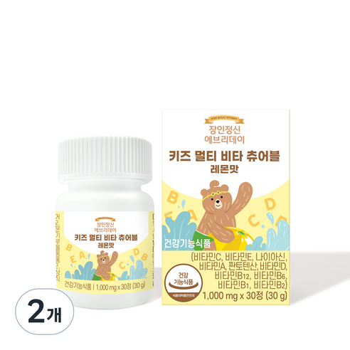 장인정신 에브리데이 키즈 멀티 비타 츄어블 레몬맛 30g, 30정, 2개