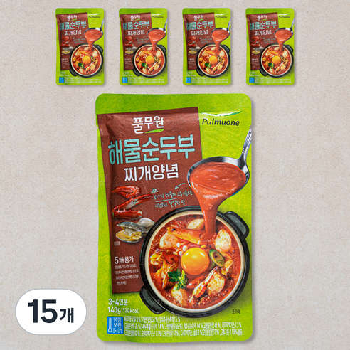 풀무원 해물순두부 찌개양념 3~4인분, 140g, 15개