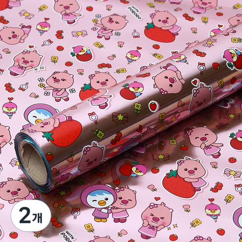 위드 뽀로로 증착롤 포장지 대 53cm x 12m, 핑크, 2개