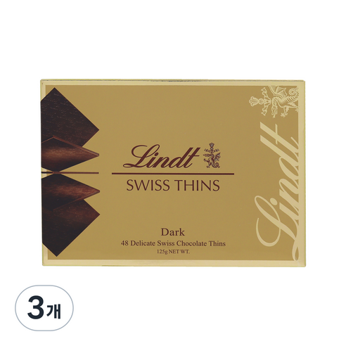 린트 스위스 씬즈 다크 초콜릿, 125g, 3개