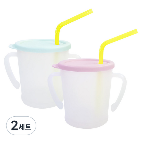 아가프라 뉴매직 빨대컵 300ml x 2종 세트, 2세트, 민트, 핑크