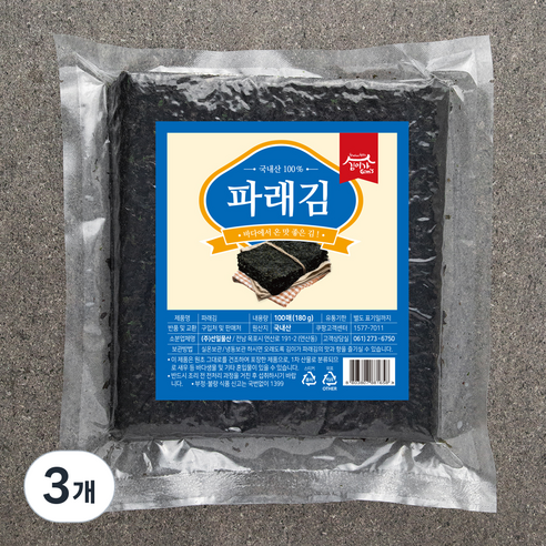 김이가 파래김, 180g, 3개