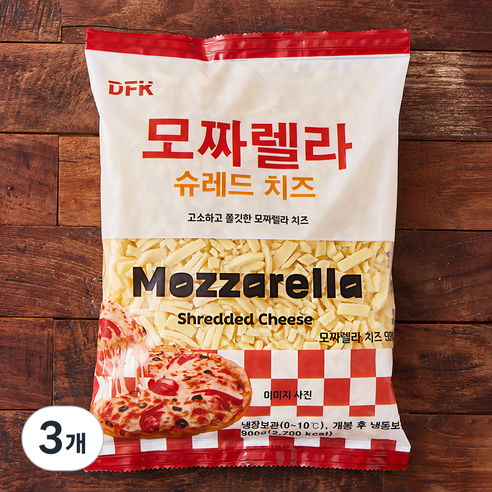 디에프케이 모짜렐라 슈레드 치즈, 900g, 1개입, 3개