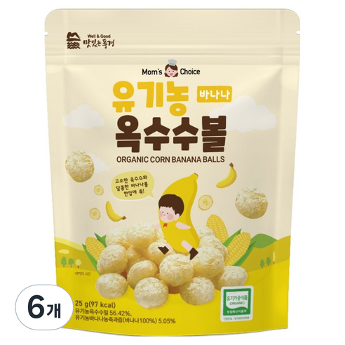 맛있는풍경 유아용 유기농 옥수수볼 바나나, 25g, 6개