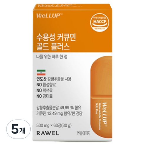 로엘 웰업 수용성 커큐민 골드 플러스 60p, 30g, 5개