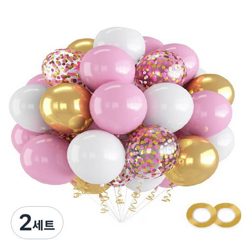 만들하비 컨페티 풍선 세트, 핑크골드, 2세트