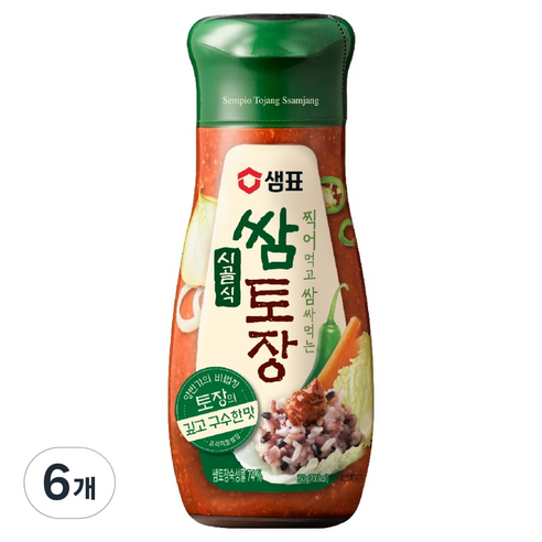 샘표 시골식 쌈토장 튜브형, 350g, 6개