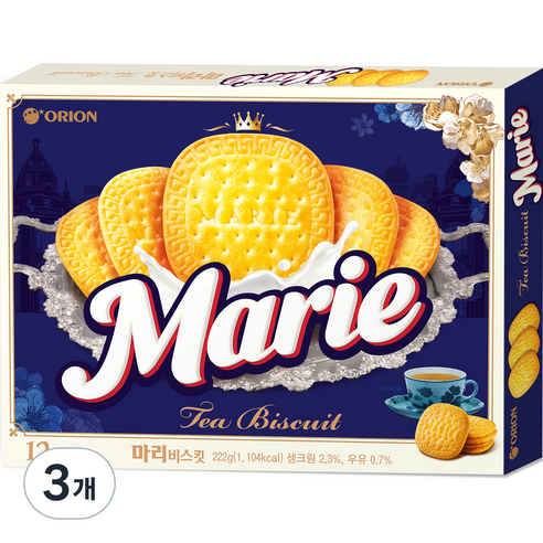 오리온 마리 비스킷 12p, 222g, 3개