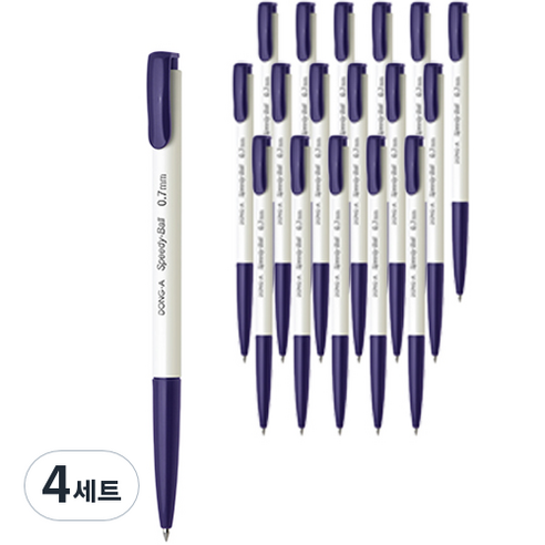 동아 스피디볼 볼펜 24p 세트 0.7mm, 파랑, 4세트