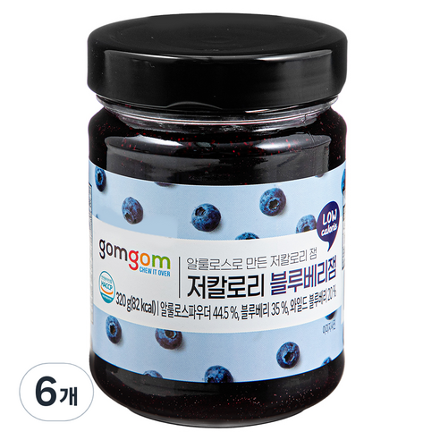 곰곰 저칼로리 블루베리잼, 320g, 6개