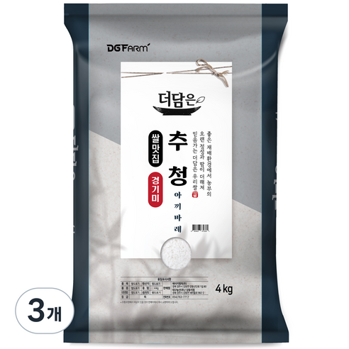 더담은 경기미 추청 아끼바레 쌀, 4kg, 3개