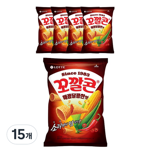 롯데제과 꼬깔콘 매콤달콤한맛, 67g, 15개