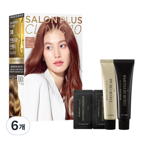 미쟝센 살롱 PLUS CLINIC 10 염색제, 7 로즈핑크브라운, 6개