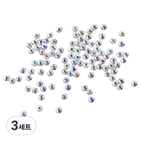 젤로젤로 프리미엄 네일 스톤 2종 x 100p 세트, 3세트, JCS-13 원형 AB 혼합