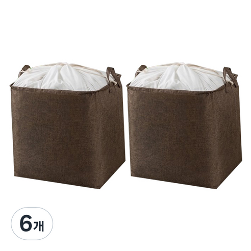 러브트리스 대용량 이불 수납포켓 100L, 브라운, 6개
