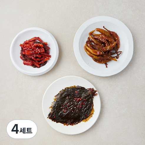 모두의집밥 싱글절임반찬 양념깻잎절임 90g + 양념고추절임 60g + 무말랭이무침 70g 세트, 4세트