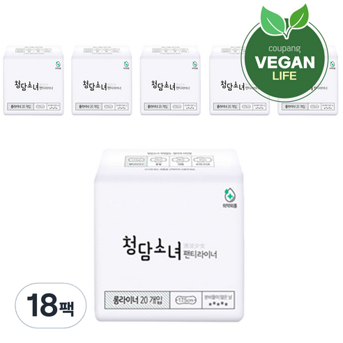 청담소녀 팬티라이너, 롱, 20개입, 18팩