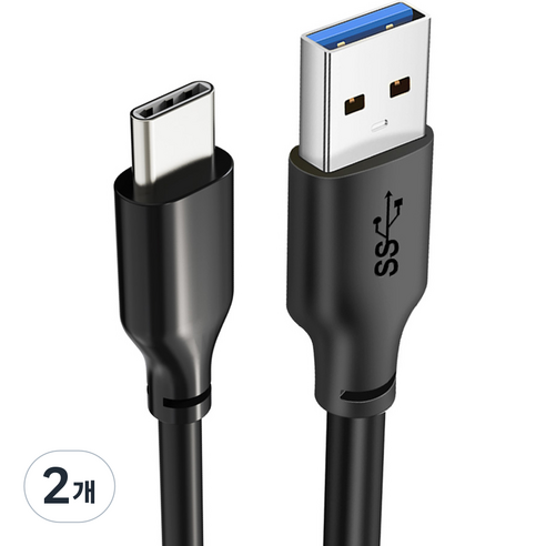 케이블타임 USB3.1 Gen1 to C타입 USB3 고속 충전 케이블 CA42, 1.5m, 블랙, 2개