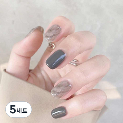 네이처스파머 컬렉션 네일팁 24p 세트 PD-67, PD-67 라이트 그레이 스머지, 5개