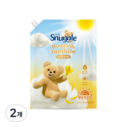 스너글 햇빛건조향 허거블 선샤인 섬유유연제, 1.5L, 2개