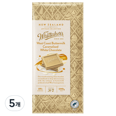 휘태커스 웨스트코스트 버터밀크 카라멜 화이트초콜릿, 100g, 5개