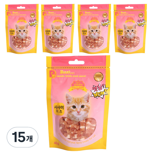 캣몽 고양이용 사사미 40 g 닭, 치즈맛, 40g, 15개