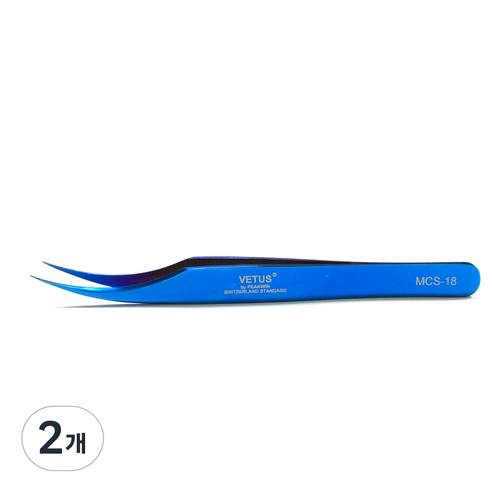 비투스 속눈썹 핀셋 MCS-18, 블루, 2개