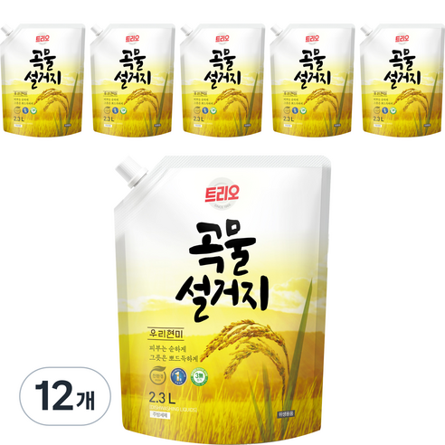 트리오 곡물설거지 우리현미 주방세제, 2.3L, 12개