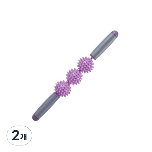 지압봉 롤러 마사지 스틱 3구, 2개, 퍼플