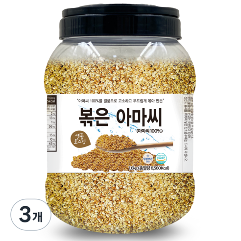 대구농산 볶은 아마씨 통, 1.6kg, 3개
