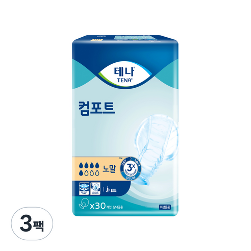 테나 컴포트 노말 성인기저귀 남녀공용, 30매입, 3팩