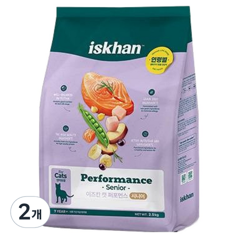 이즈칸 시니어 캣 퍼포먼스 건식사료, 닭, 2.5kg, 2개