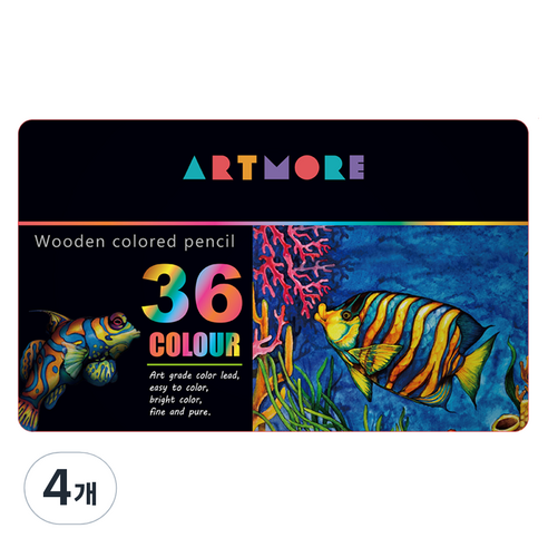 아트모아 전문가용 색연필 틴케이스, 36색, 4개