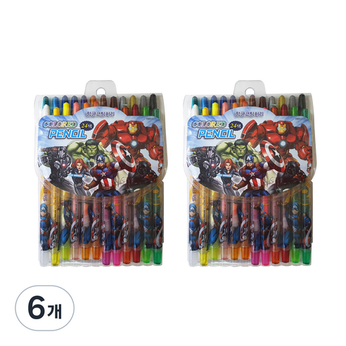 마블 어벤져스 색연필, 6개, 24색