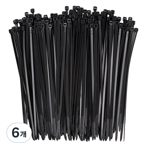 코멧 홈 고강도 PA66 케이블타이 대 0.5x20cm, 블랙, 6개