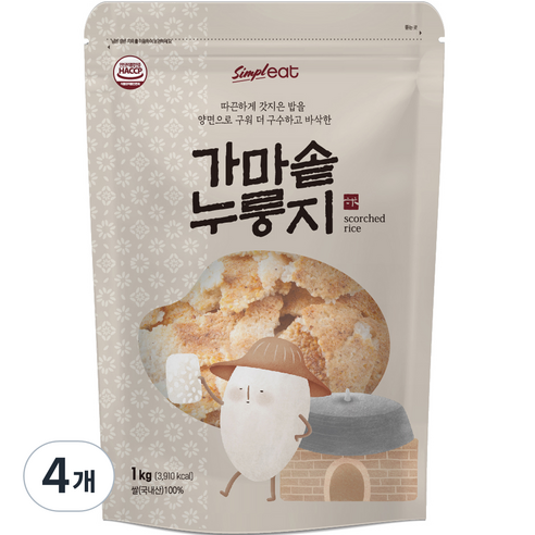 심플잇 가마솥 누룽지, 1kg, 4개