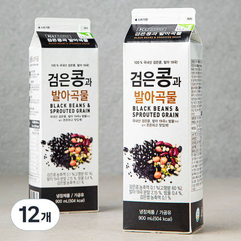 건국유업 검은콩과 발아곡물 우유, 900ml, 12개