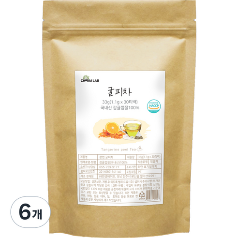 참랩 귤피차, 1.1g, 30개입, 6개