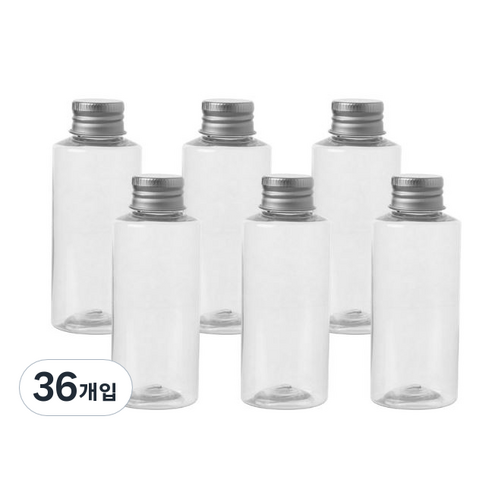 병도매닷컴 AC100 투명 음료용기 알루미늄 실버캡, 100ml, 36개입